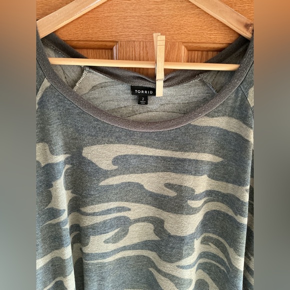 Torrid “Super Soft” Plus Size Camouflage Crew Neck Sweatshirt Size 2X - Picture 10 of 10